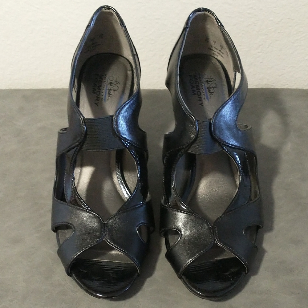 Life Stride Black Women's Open-Toe Heels